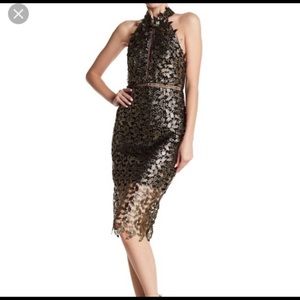 Bardot black and gold cocktail dress